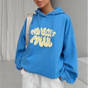 blue and yellow princess polly women’s hoodie oversized fit size small